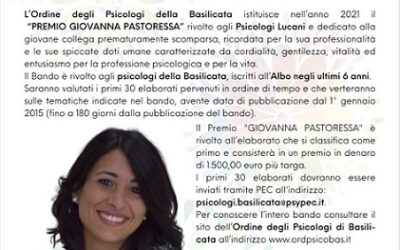 L’Ordine degli Psicologi della Basilicata presenta il “Premio Giovanna Pastoressa”
