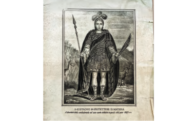 Appartiene all’Archivio privato della famiglia Gattini presso l’Archivio di Stato di Matera una rappresentazione di Sant’Eustachio riprodotta dall’Associazione Maria Santissima della Bruna
