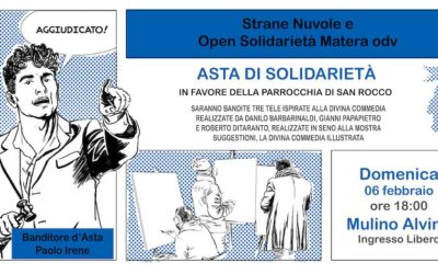 Matera, il 6 presso Mulino Alvino 1984 asta promossa da “Strane Nuvole” e “Open Solidarietà”. Il ricavato sarà devoluto alla Parrocchia di San Rocco e alle Case di Accoglienza di Don Angelo Tataranni