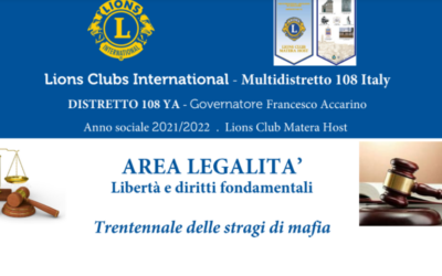 Nella Città dei Sassi “Trentennale delle stragi di mafia”, convegno del Lions Club Matera Host