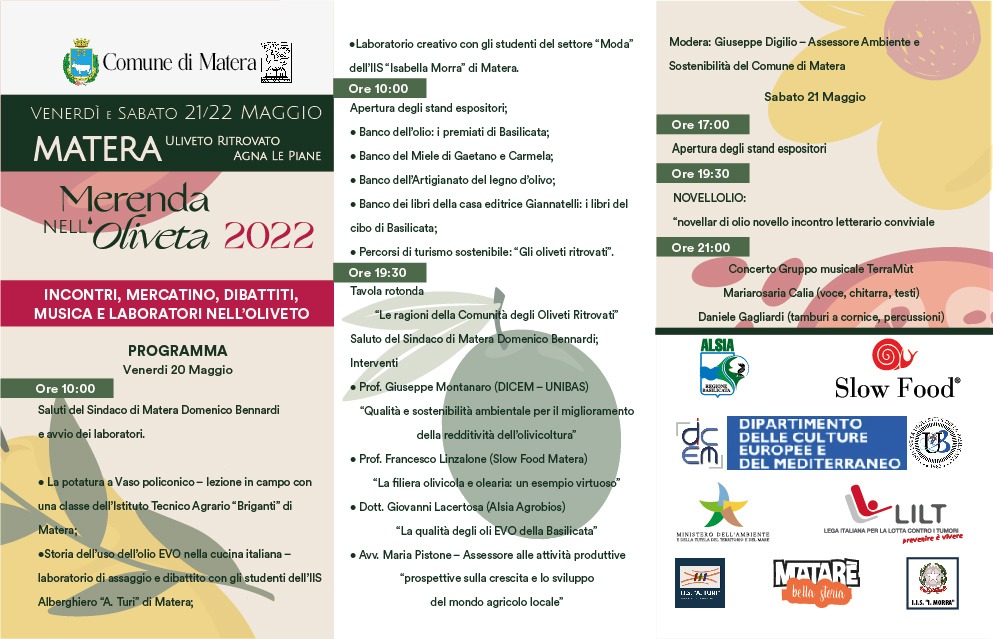 Matera, al via “La Merenda nell’Oliveta”. Appuntamento ad Agna Le Piane