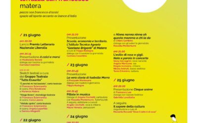 “Libri in Terrazza”: torna a Matera il Festival culturale promosso dal 21 al 25 giugno da Liberalia in collaborazione con la casa editrice Altrimedia