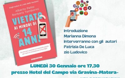 Matera, oggi all’Hotel del Campo incontro con il medico-psicoterapeuta Alberto Pellai e la psicopedagogista Barbara Tamborini organizzato dall’associazione Zio Ludovico e dalla dottoressa Patrizia De Luca