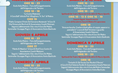Gusto Italia riparte da Matera: festività pasquali nella città dei Sassi, dal 5 al 10 aprile tra via Luigi La Vista e piazza Vittorio Veneto