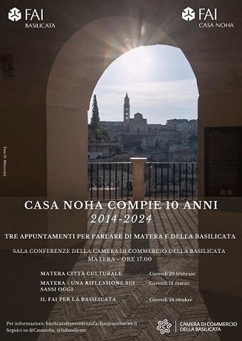 I dieci anni di Casa Noha: tre appuntamenti come approfondimento culturale sulla storia di Matera e sul volto dei Sassi oggi