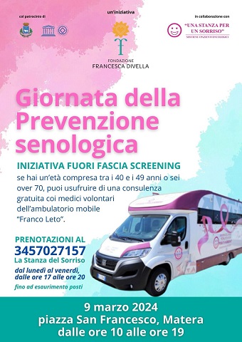 Domani a Matera una Giornata di prevenzione senologica promossa dalla Fondazione Francesca Divella