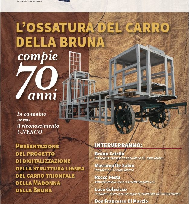 Matera, domani presentazione dei risultati del progetto di digitalizzazione della struttura permanente del carro trionfale della Bruna